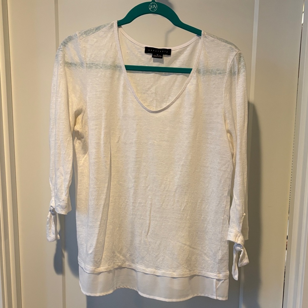 GUC 100% Linen Sanctuary White 3/4 Sleeve Top! size Medium